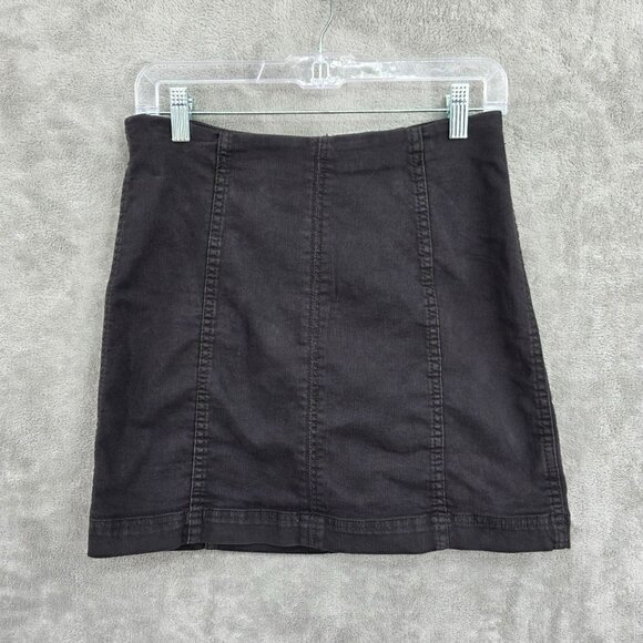 Free People Modern Femme Denim Stretch Skirt 10 Washed Out Faded Black Mini Goth - Picture 9 of 10